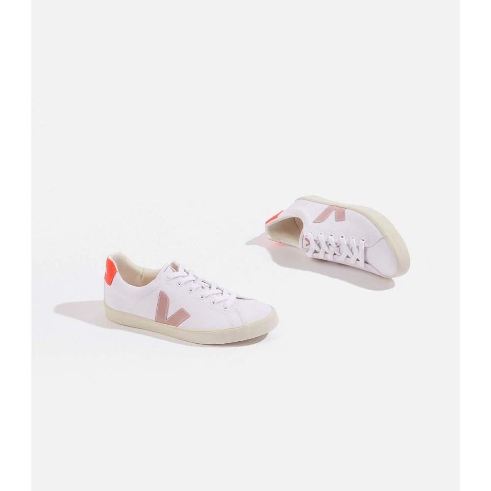 Veja ESPLAR SE CANVAS Joggesko Dame White/Orange | NO 605YXF